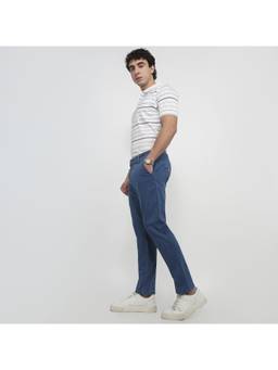 ColorPlus - Men Regular Solid Medium Blue Jeans