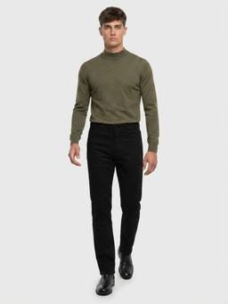 Park Avenue - Men'S Slim Fit Solid Black Jeans