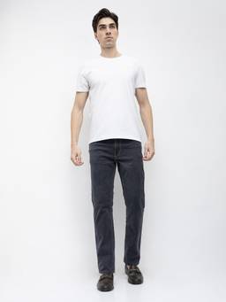 Park Avenue - Men Slim Fit Solid Dark Grey Jeans