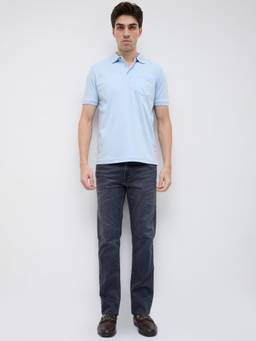 Park Avenue - Men'S Mid Waist Slim Fit Solid Dark Grey Jeans