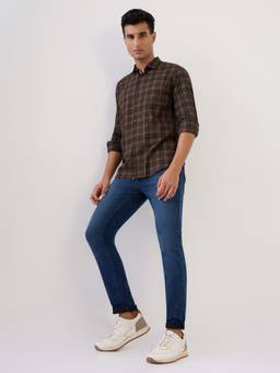 Raymond - Men Medium Blue Cotton Blend Slim Jeanss