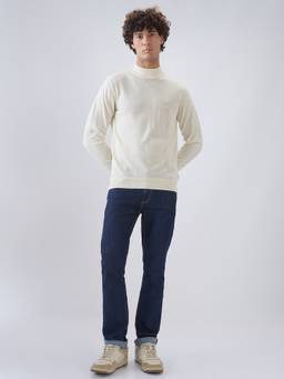 Raymond - Men White Solid Wool Blend Sweater