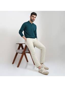 Raymond - Men Contemporary Fit Solid Blue Sweater