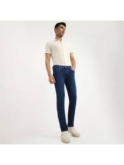 Parx - Men Tapered Fit Woven Design Dark Blue Jeans