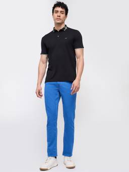 Parx - Men'S Tapered Fit Solid Dark Blue Jeanss
