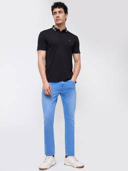 Parx - Men Solid Tapered Fit Medium Blue Jeanss