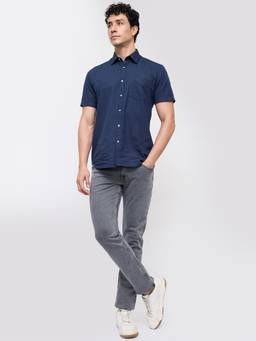 Parx - Men Tapered Fit Solid Medium Grey Jeanss
