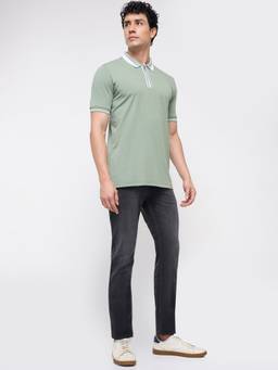 Parx - Men'S Tapered Fit Self Design Black Jeans