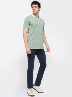 Parx - Men Tapered Fit Solid Cotton Blend Black Jeanss