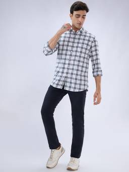 Parx - Men'S Tapered Fit Woven Design Black Jeans