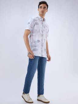 Parx - Men'S Tapered Fit Woven Design Dark Blue Jeans