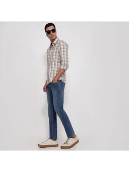 Parx - Men Tapered Fit Solid Dark Blue Jeans