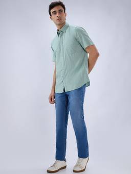 Parx - Men Tapered Fit Mid Waist Solid Dark Blue Jeans