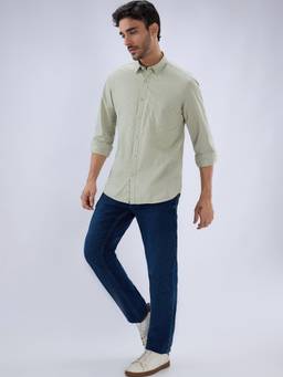 Parx - Men Tapered Fit Solid Medium Blue Jeans