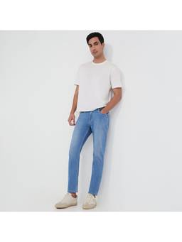 Parx - Men Skinny Fit Solid Medium Blue Jeans