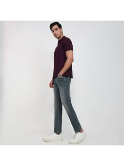 Parx - Men Skinny Woven Design Grey Jeans