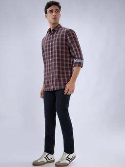 Parx - Men Skinny Woven Design Black Jeans