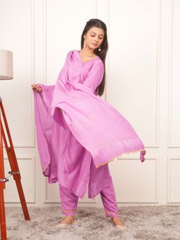 EESHA GUPTA - Lavender Kali Kurta with Pant and Dupatta (Set of 3)