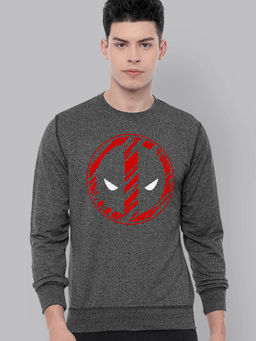 Free Authority - Official Marvel Comics Dead Pool Graphic Printed Grey Sweatshirt