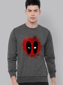 Free Authority - Official Marvel Comics Dead Pool Graphic Printed Black Sweatshirt