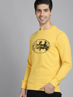 Free Authority - Official Dc Comics Batman Graphic Printed Yellow Sweatshirt