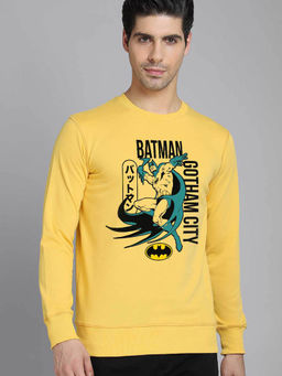 Free Authority - Official Dc Comics Batman Graphic Printed Yellow Sweatshirt