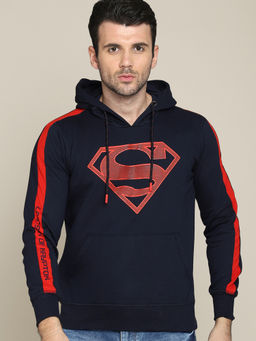Free Authority - Official Dc Comics Superman Graphic Printed Blue Hoodie