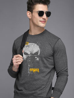 Free Authority - Official Punisher Graphic Printed Grey Sweatshirt
