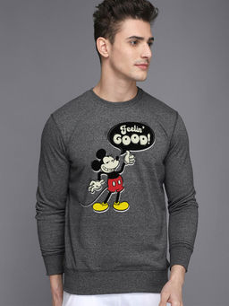 Free Authority - Official Mickey and Friends Graphic Printed Black Sweatshirt