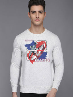 Free Authority - Official Marvel Comics Captain America Graphic Printed White Sweatshirt
