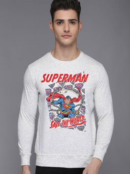 Free Authority - Official Dc Comics Superman Graphic Printed White Sweatshirt