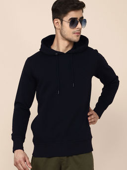 Free Authority - Men Regular Fit Navy Blue Hoodie