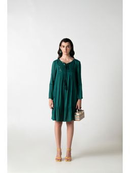 STIL-O-STITCH - Green Blended Casual Shift Knee Length Dress