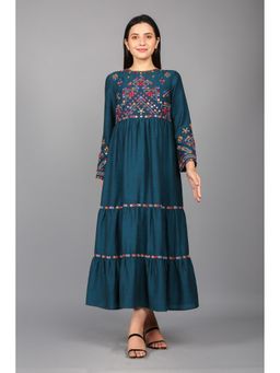 STIL-O-STITCH - Teal Polyester Casual Maxi Dress