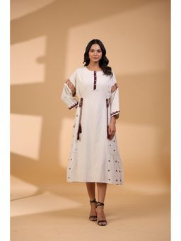 STIL-O-STITCH - Cream Polyester Casual A-Line Above Knee Dress