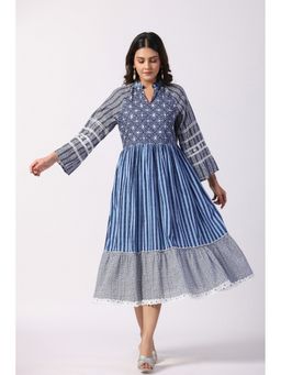 STIL-O-STITCH - Blue Polyester Casual Fit And Flare Above Knee Dress