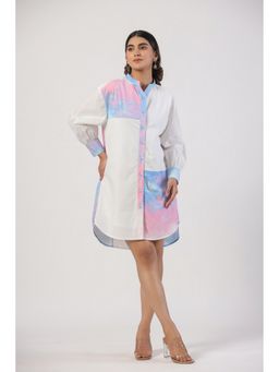 STIL-O-STITCH - White Cotton Casual Shirt Above Knee Dress