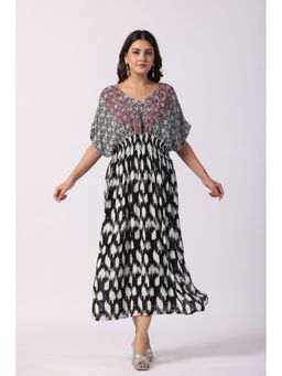 STIL-O-STITCH - Black Viscose Rayon Casual Kaftan Midi Dress