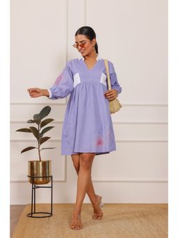 STIL-O-STITCH - Purple Blended Casual A-Line Above Knee Dress