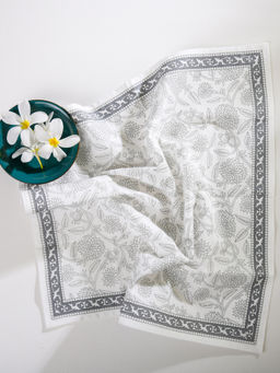 RATAN JAIPUR - Flower Grey Napkins (Set Of 6)