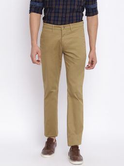Cantabil - Solid Khaki Regular Fit Trouser