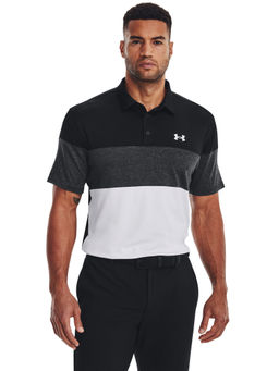 Under Armour - Men Black Colorblock Polo T-Shirt