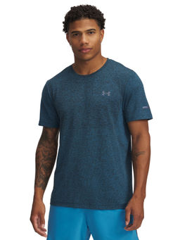 Under Armour - Men Blue Self Design T-Shirt