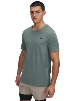 Under Armour - Men Green Self Design T-Shirt