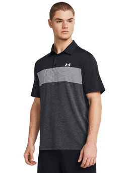 Under Armour - Men Black Colorblock Polo T-Shirt