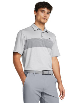 Under Armour - Men Grey Colorblock Polo T-Shirt