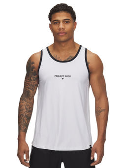 Under Armour - Men White Solid Tank