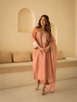The Hemming Bird - Rose Pink Gota Patti Kurta with Dupatta & Pant (Set of 3)