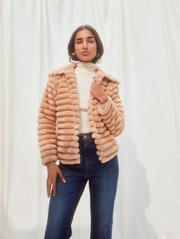IT GIRL - Sleigh It Beige Textured Coat