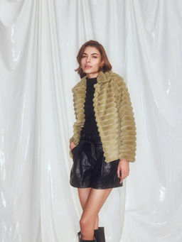 IT GIRL - Sleigh It Green Textured Coat